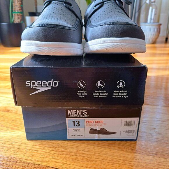 Speedo 2 Pair Mens (13D) Port Lightweight Top Sider Boat Shoes | Brown & Black - Picture 3 of 8